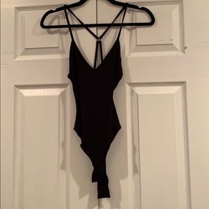 Ribbed V-neck Bodsuit